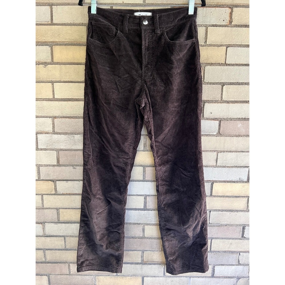 Madewell The Longline Straight Pant Dark Brown Corduroy High Rise Size 27 / 4